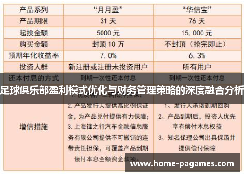 足球俱乐部盈利模式优化与财务管理策略的深度融合分析